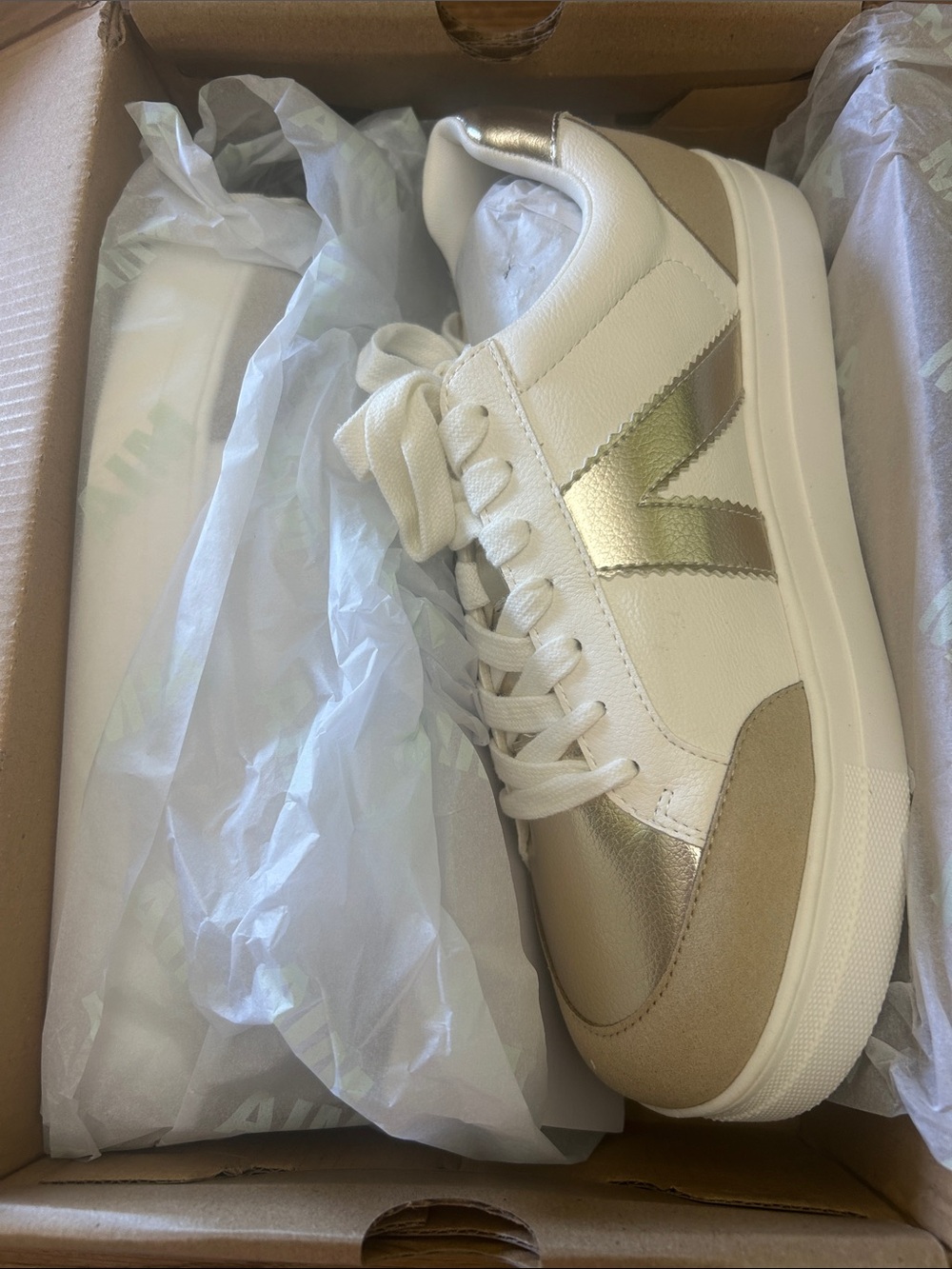 MIA White and Gold Platform Lace-Up Sneaker